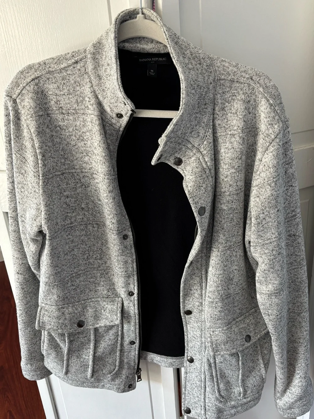 Banana Republic Men’s Gray Knit Field Jacket Sweater